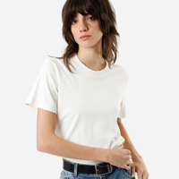Camiseta slim feminina de algodão peruano manga curta básica off white