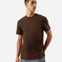 Camiseta masculina de algodão básica manga curta marrom