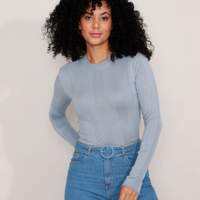 Suéter básico de tricot canelado - azul claro