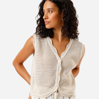 Colete feminino de tricot texturizado bege