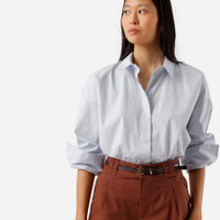 Camisa oversized feminina de algodão azul
