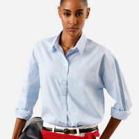 Camisa oversized feminina de algodão azul