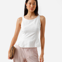 Blusa peplum feminina bordada off white