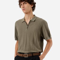 Polo masculina de tricot canelada verde