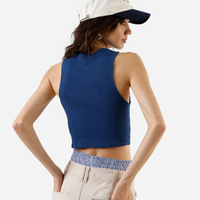 Cropped básico feminino de algodão canelado azul