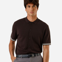 Camisa masculina de tricot manga curta marrom