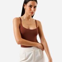 Body feminino alça fina poliamida marrom