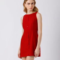 Vestido curto feminino com linho mindset vermelho