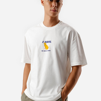 Camiseta masculina de algodão estampada off white