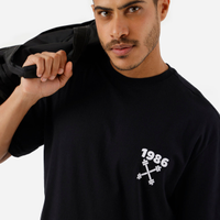 Camiseta esportiva masculina de algodão estampada preto