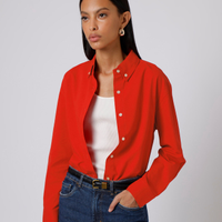 Camisa feminina de algodão manga longa mindset vermelha
