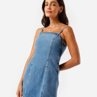 Macaquinho short saia feminino jeans azul