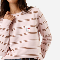 Blusão feminino de moletom hello kitty listrado rosa