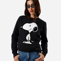 Blusão feminino de moletom snoopy preto
