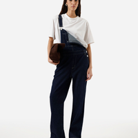 Jardineira feminina jeans azul