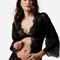 Robe curto feminino de tule com renda floral preto