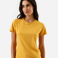 Camiseta feminina de algodão peruano manga curta amarela