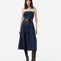 Vestido sem alça feminino jeans com lastex azul