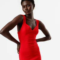Vestido midi feminino com viscose decote v vermelho