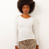 Blusa básica de viscose manga longa cinza escuro - off white