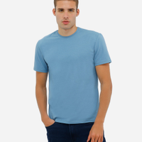 Camiseta masculina de algodão básica manga curta azul