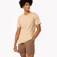 Camiseta masculina de algodão básica manga curta bege