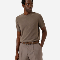 Camiseta masculina de tricot manga curta bege