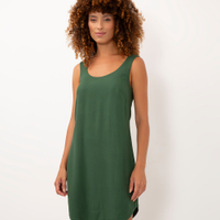 Vestido curto de viscose decote redondo verde