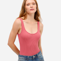 Body básico de poliamida canelado rosa