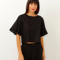Camiseta básica de viscose manga curta preto