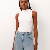 Regata gola alta texturizada off white