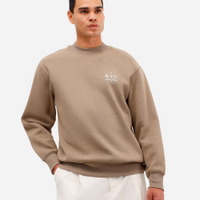Blusão masculino de moletom felpado gola careca nyc marrom