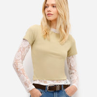 Blusa feminina de poliamida manga curta verde