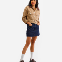 Minissaia feminina jeans cintura alta azul