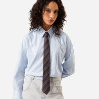 Camisa oversized feminina de algodão listrada azul