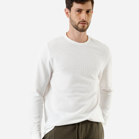Camiseta masculina manga longa texturizada off white