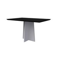 Mesa De Jantar Retangular Com Tampo De Vidro Anitta Preta E Off White 135 Cm