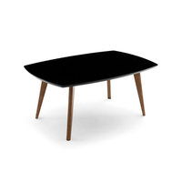 Mesa De Jantar Retangular Com Tampo De Vidro Florencia Preto E Amêndoa 135 Cm