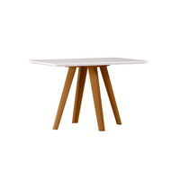Mesa De Jantar Retangular Com Tampo De Vidro Mariah Off White E Ipê 120 Cm