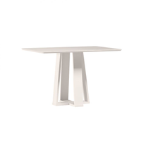 Mesa De Jantar Retangular Com Tampo De Vidro Rubi Off White 120 Cm