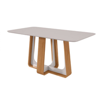 Mesa De Jantar Retangular Com Tampo De Mdf 25 Mm E Vidro Sintonia Off White E Amêndoa 160 Cm