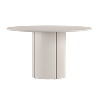 Mesa De Jantar Redonda Com Tampo De Vidro Serena Off White 135 Cm