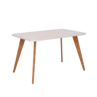 Mesa De Jantar Retangular Com Tampo De Vidro Acerola Off White E Madeira 130 Cm
