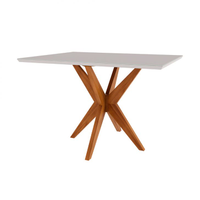 Mesa De Jantar Retangular Com Tampo De Vidro Dona Off White E Natural 120 Cm