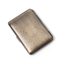 Metal Cigarette Case with Elastic Band, Holds 7 Cigarettes, RFID Credit Card Protector, Vintage Bronze