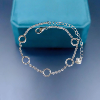 Fashion DIY Bracelet Empty Holder S925 Sterling Silver Setting 5mm Round Stone Design Simple Fine Jewelry Accessory for Woman
