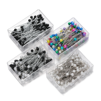 100Pcs/Box 37mm Colorful Round Pearl Head Needles Stitch Straight Push Sewing Pins For Dressmaking DIY Sewing Tools Positioning