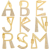 Juya 18K Gold Plated 26 Alphabet Letters Pendant Fasteners Bolt Carabiner Clasps For DIY Women Mesh Chains Name Jewelry Making