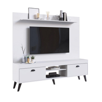 Conjunto Home Theater Rack e Painel Setubal Branco- Art In Moveis
