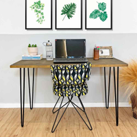 Mesa Escritório de Ferro e Madeira 120cm Hairpin Industrial Tabaco e Preto